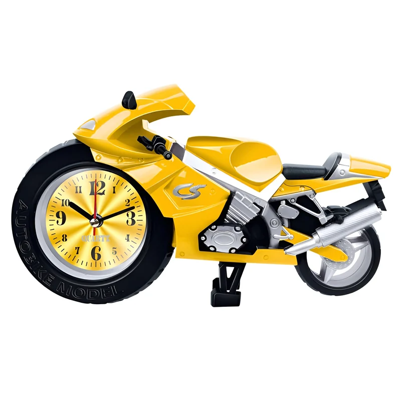 Motorfiets Wekker met Groot Wijzerplaat Kinderklok Sportmotor Design Decoratief Alarm Tijdsmeting Stoer | Sansoti