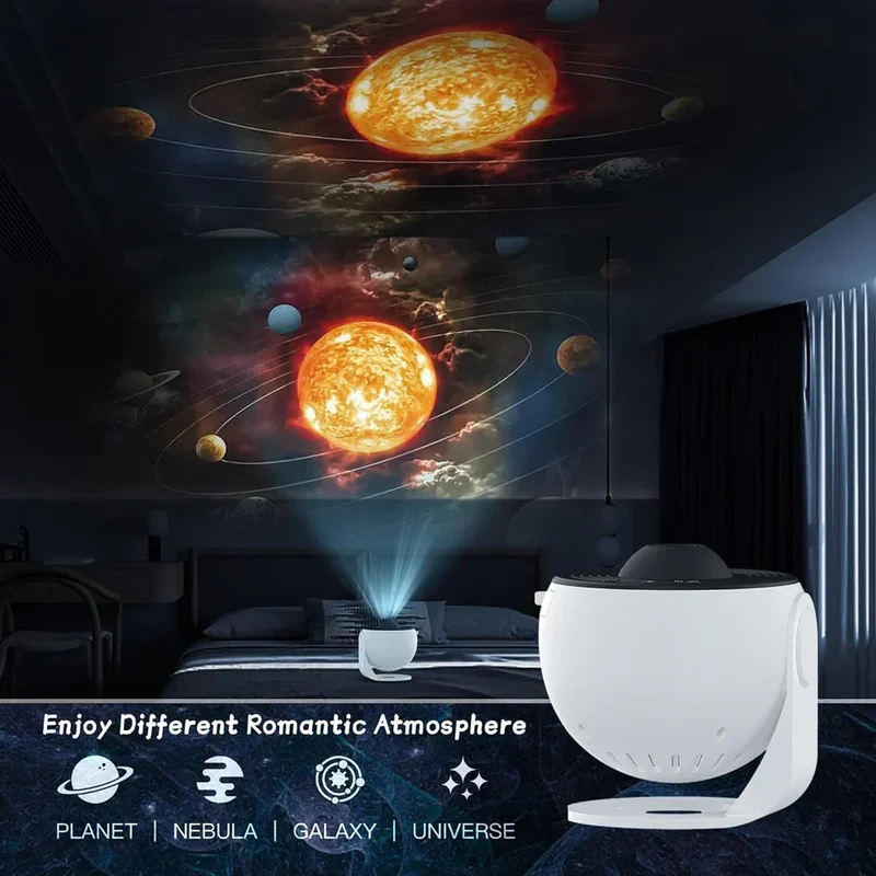 Sterrenprojector 360° Draaibaar met 13 Projectieschijven Nachtlampje Ruimte Sterrenhemel Galaxie Sfeerverlichting | Sansoti