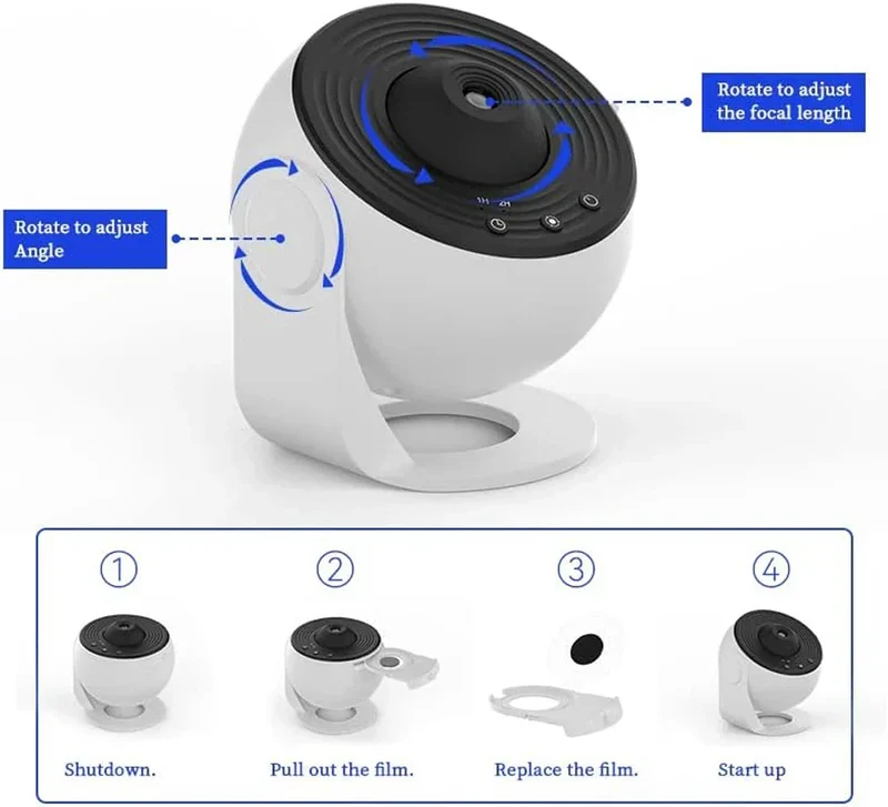 Sterrenprojector 360° Draaibaar met 13 Projectieschijven Nachtlampje Ruimte Sterrenhemel Galaxie Sfeerverlichting | Sansoti