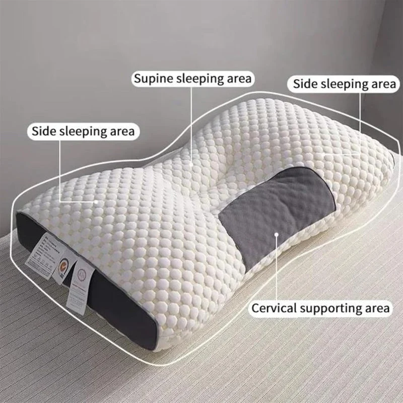 Ergonomisch Nekkussen 40x65cm Wit Grijs Memory Foam Gecontureerd Zijslapers Rugslapers Neksteun Slaapcomfort | Sansoti