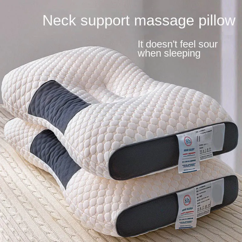 Ergonomisch Nekkussen 40x65cm Wit Grijs Memory Foam Gecontureerd Zijslapers Rugslapers Neksteun Slaapcomfort | Sansoti