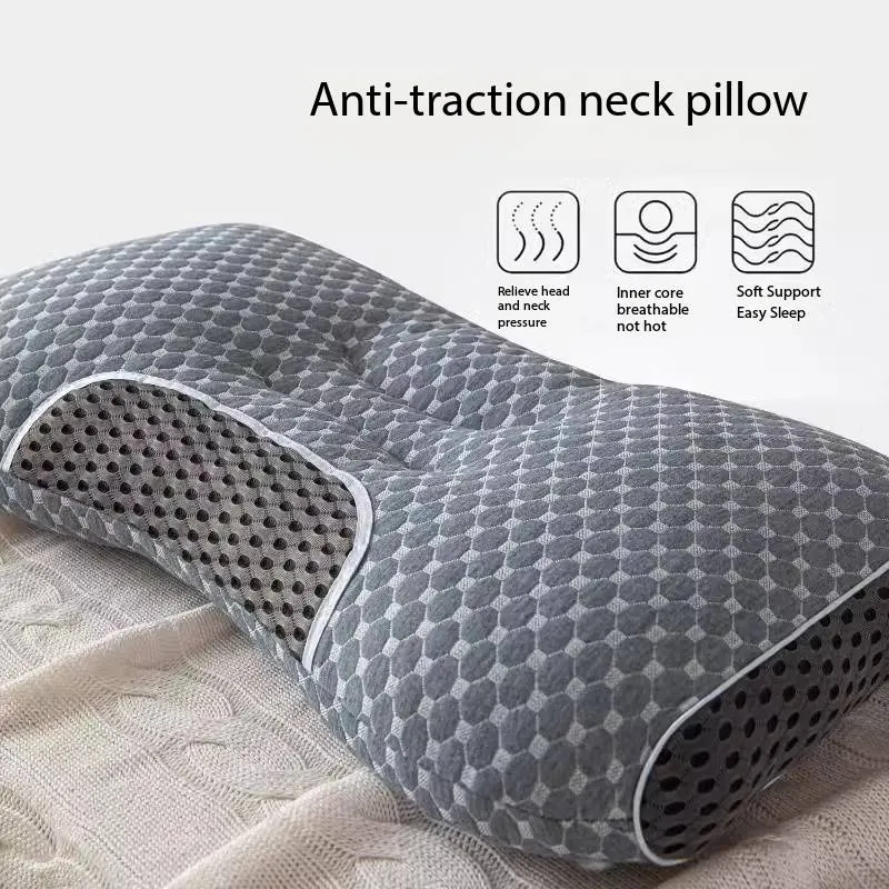 Ergonomisch Nekkussen 40x65cm Wit Grijs Memory Foam Gecontureerd Zijslapers Rugslapers Neksteun Slaapcomfort | Sansoti