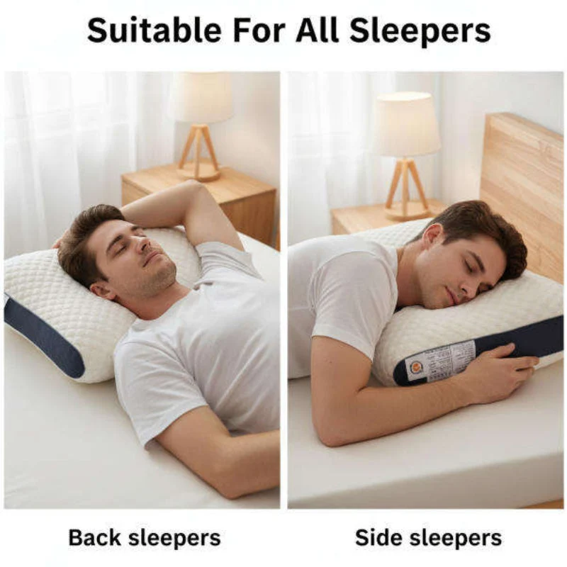 Ergonomisch Nekkussen 40x65cm Wit Grijs Memory Foam Gecontureerd Zijslapers Rugslapers Neksteun Slaapcomfort | Sansoti