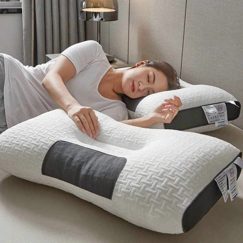 Ergonomisch Nekkussen 40x65cm Wit Grijs Memory Foam Gecontureerd Zijslapers Rugslapers Neksteun Slaapcomfort | Sansoti