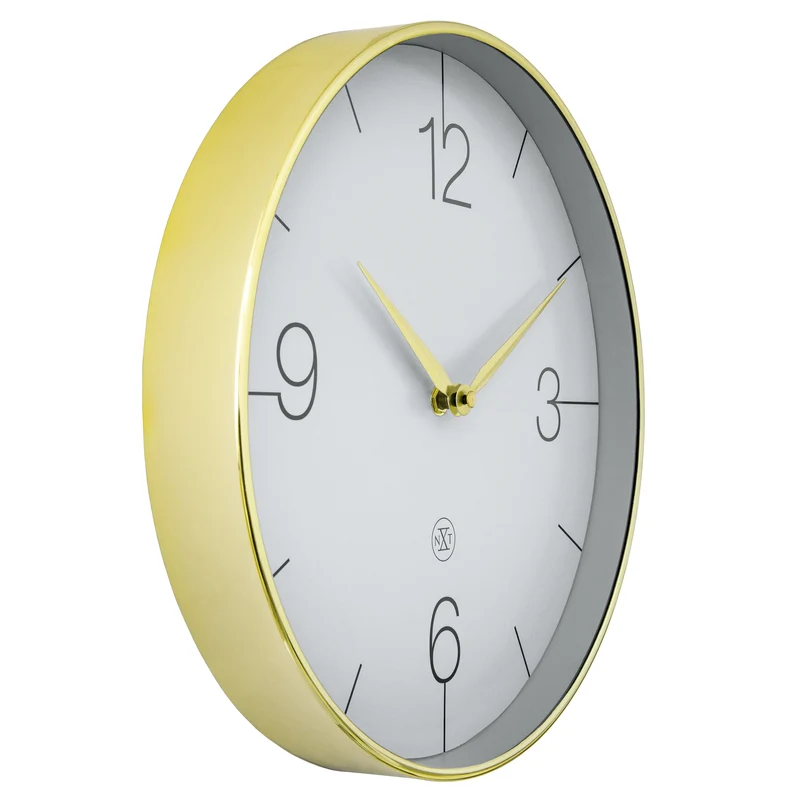 Wall clock 30.5cm-Silent-Gold/Chrome/Grey-Plastic-nXt 'Finesse'