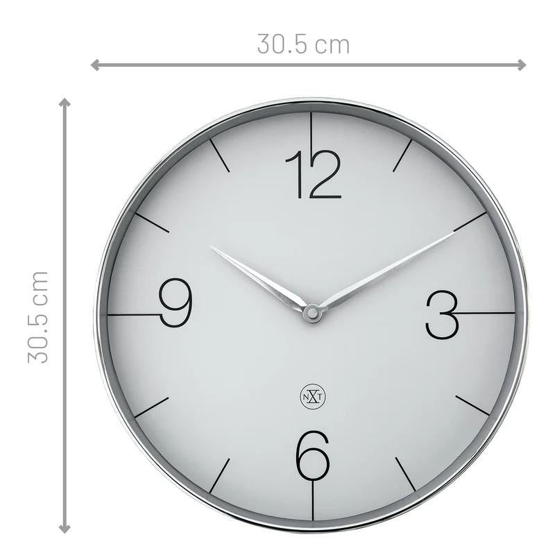 Wall clock 30.5cm-Silent-Gold/Chrome/Grey-Plastic-nXt 'Finesse'