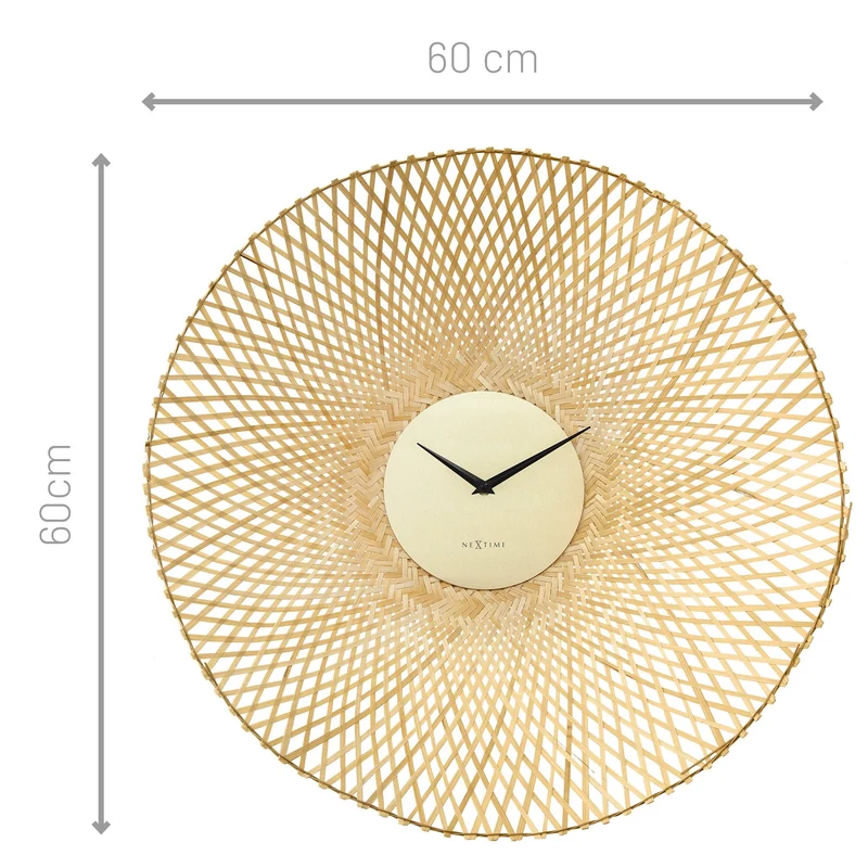 Wall clock 60cm-Silent-Brown/Black-Bamboo-NeXtime 'Vortex'