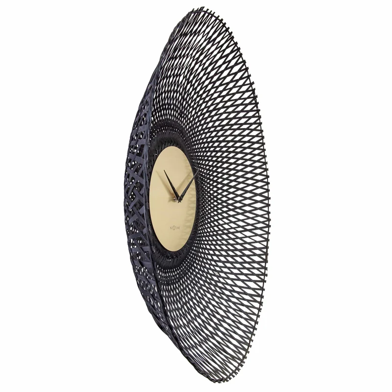 Wall clock 60cm-Silent-Brown/Black-Bamboo-NeXtime 'Vortex'