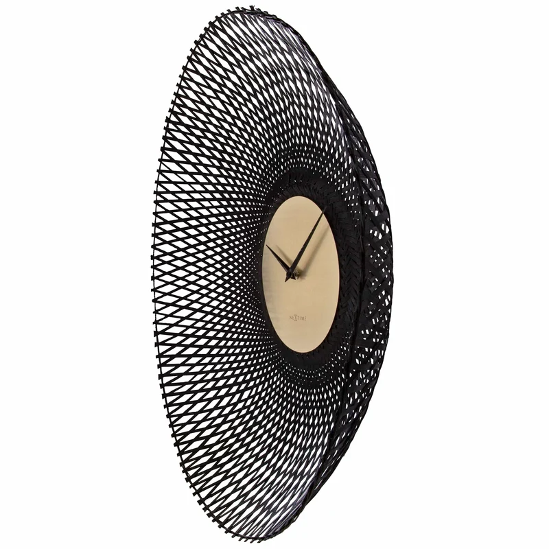 Wall clock 60cm-Silent-Brown/Black-Bamboo-NeXtime 'Vortex'