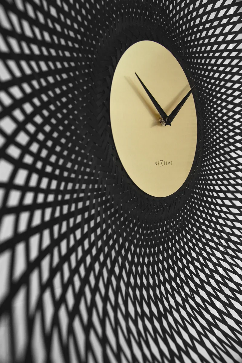 Wall clock 60cm-Silent-Brown/Black-Bamboo-NeXtime 'Vortex'