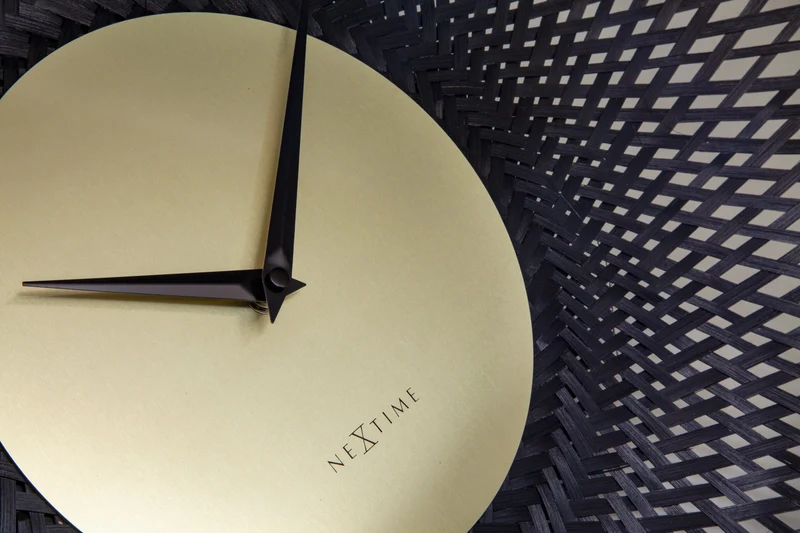 Wall clock 60cm-Silent-Brown/Black-Bamboo-NeXtime 'Vortex'