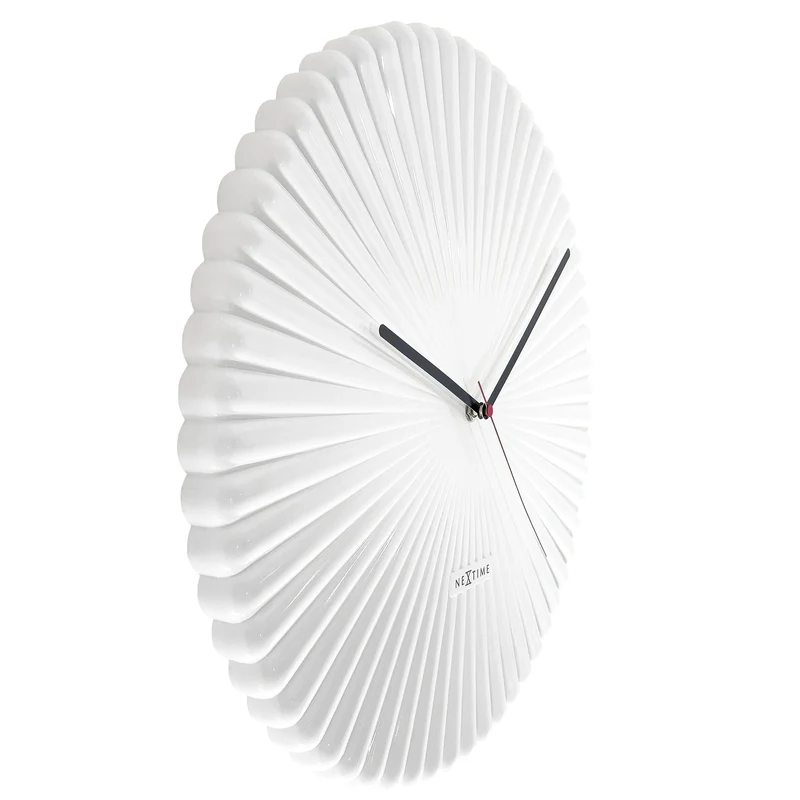 Wall clock 40cm-Silent-White/Green-Polyresin-NeXtime 'Mousse'