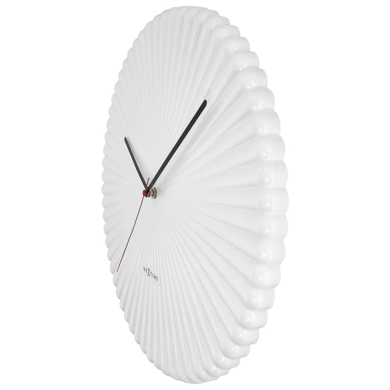 Wall clock 40cm-Silent-White/Green-Polyresin-NeXtime 'Mousse'