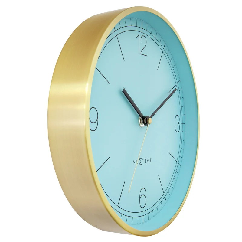 Wall clock 25cm-Silent-Green/Turquoise/White/Black-Metal-NeXtime 'Bolero'
