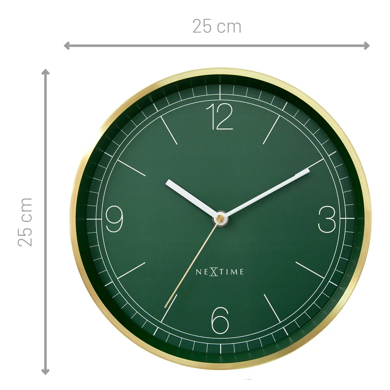 Wall clock 25cm-Silent-Green/Turquoise/White/Black-Metal-NeXtime 'Bolero'