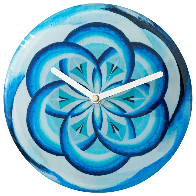 Table/Wall clock 20cm - Silent - Blue - Tempered Glass - "Cosmo Table"
