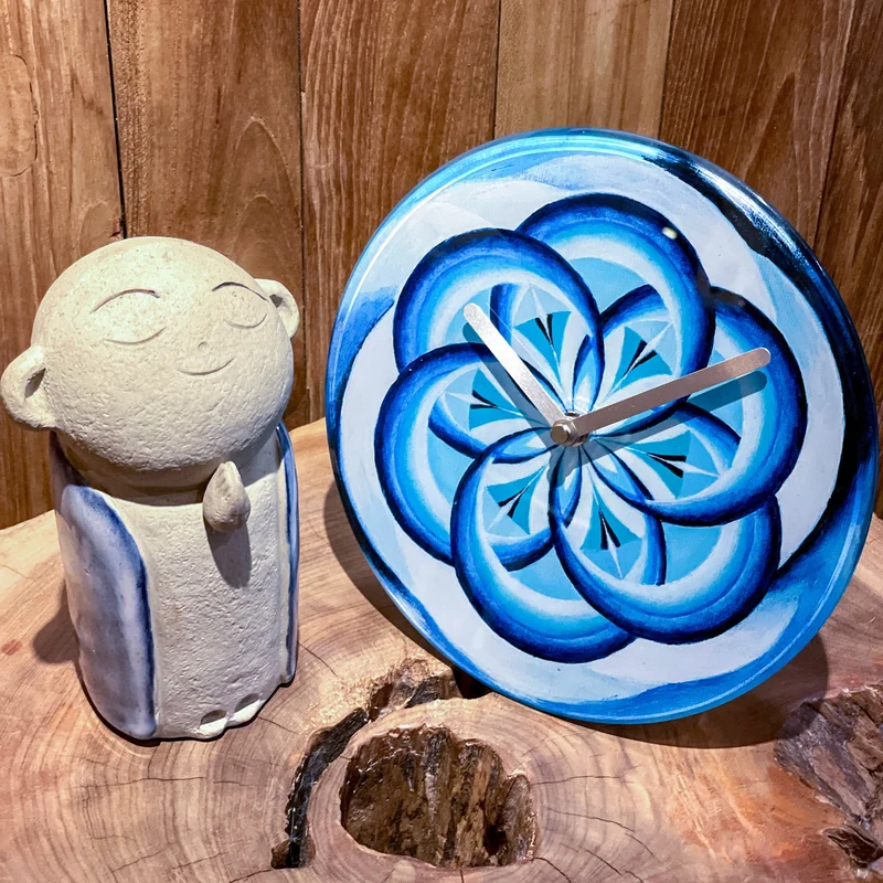Table/Wall clock 20cm - Silent - Blue - Tempered Glass - "Cosmo Table"