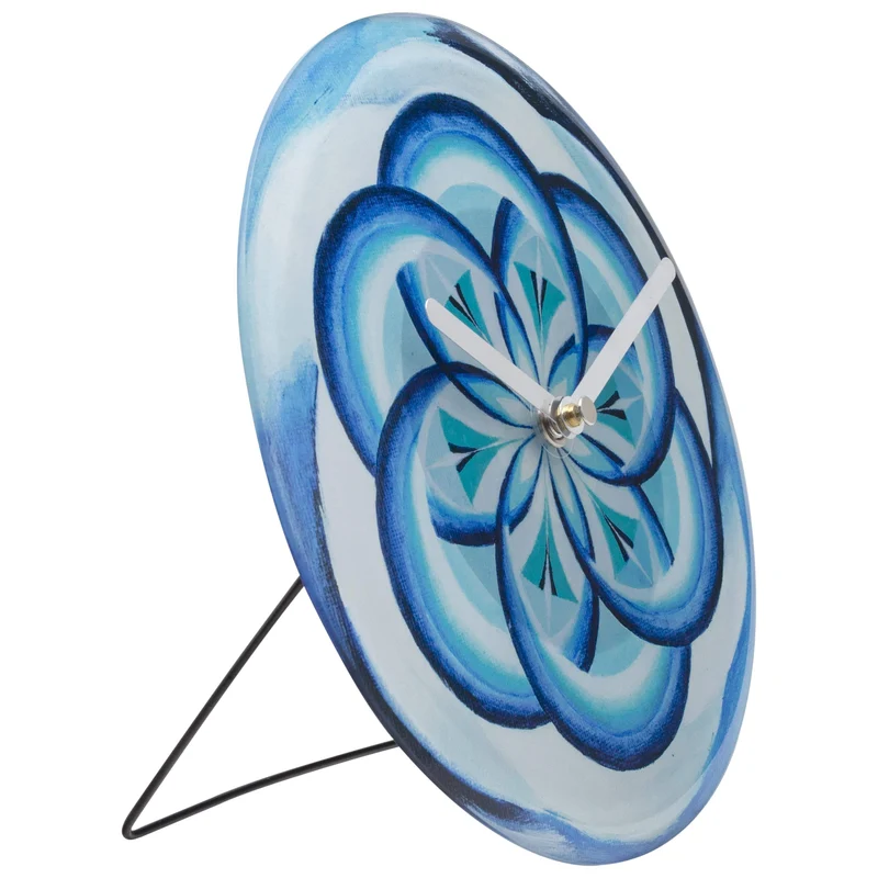 Table/Wall clock 20cm - Silent - Blue - Tempered Glass - "Cosmo Table"