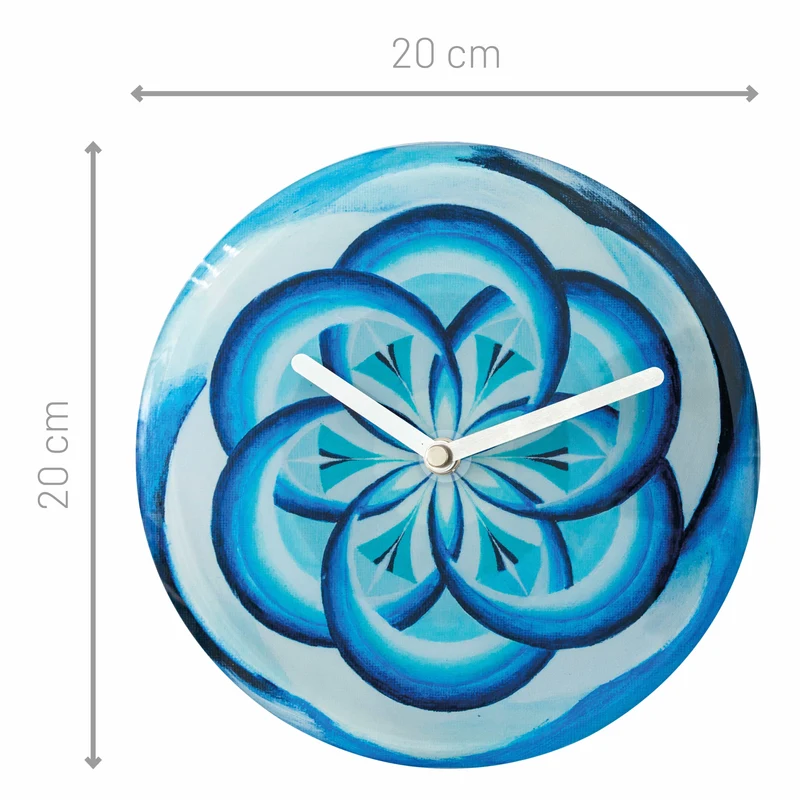 Table/Wall clock 20cm - Silent - Blue - Tempered Glass - "Cosmo Table"