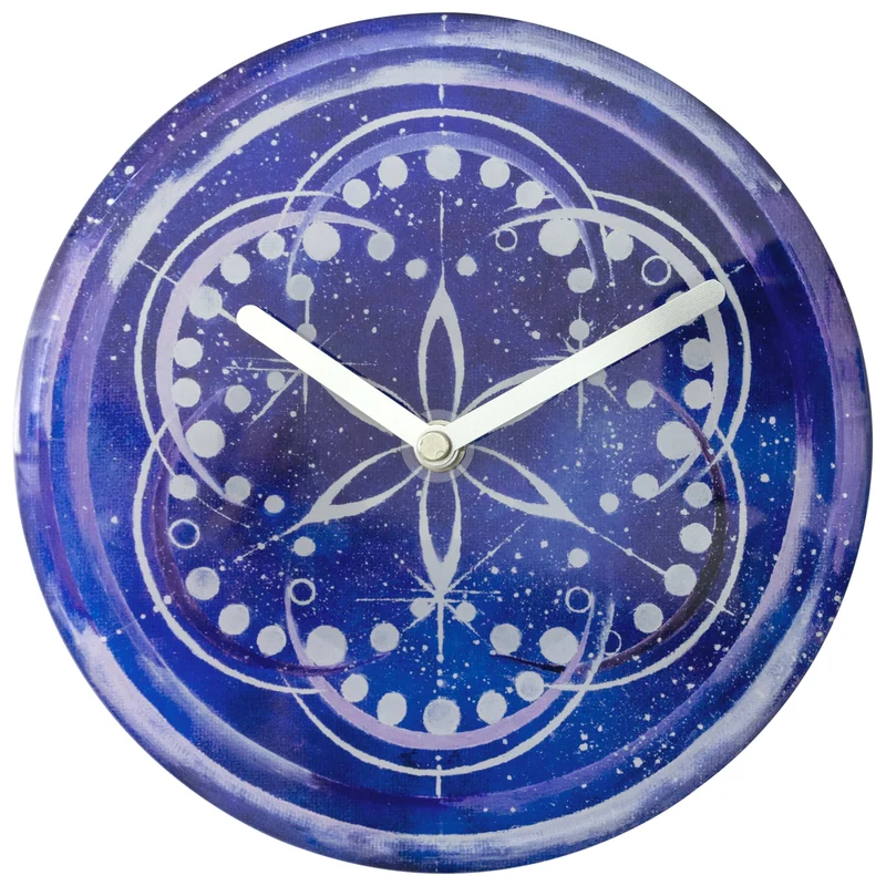 Table/Wall clock 20cm - Silent - Indigo - Tempered Glass - "Cosmo Table"