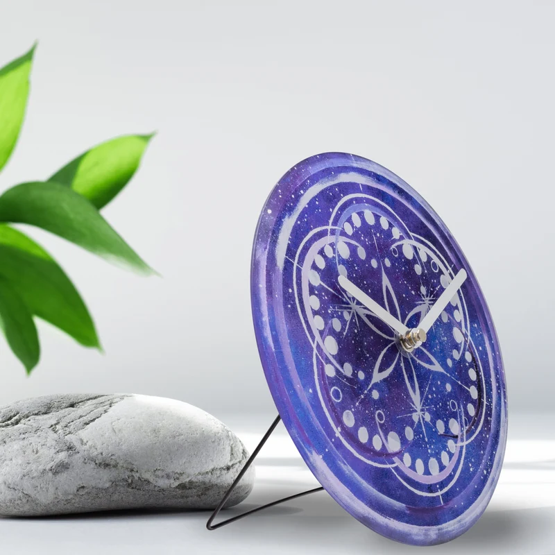 Table/Wall clock 20cm - Silent - Indigo - Tempered Glass - "Cosmo Table"