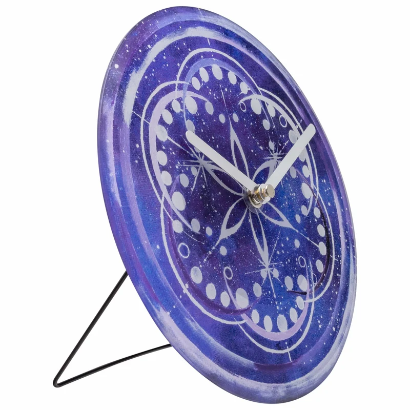 Table/Wall clock 20cm - Silent - Indigo - Tempered Glass - "Cosmo Table"