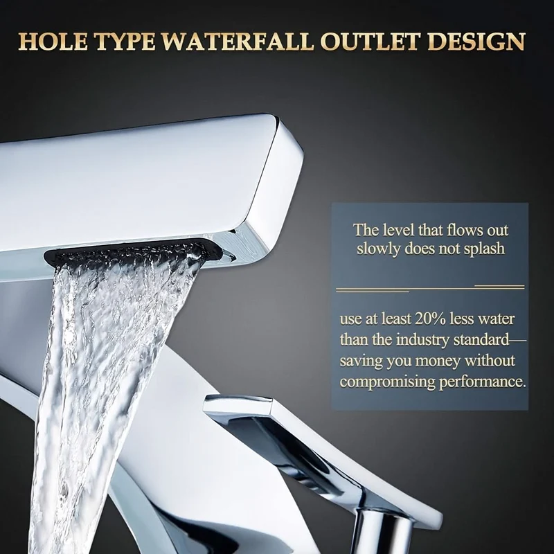 Waterval Badkamerkraan RVS304 Eengreeps Chroom Goud Zwart Wastafelkraan Modern Design Wasbak Mengkraan | Sansoti