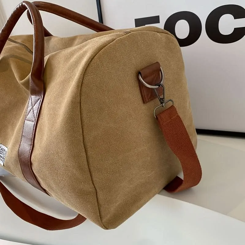 Vintage Weekendtas Canvas met Ruime Vakken voor Reizen Gym Sport Casual Retro Stijl Duffeltas Schoudertas | Sansoti