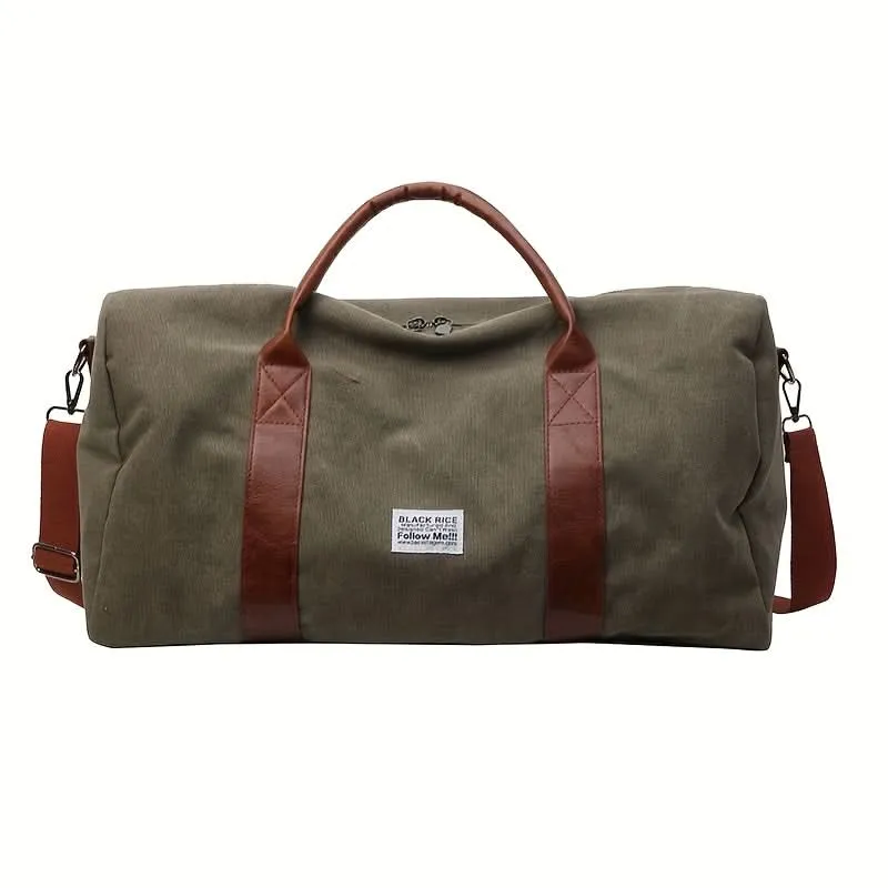 Vintage Weekendtas Canvas met Ruime Vakken voor Reizen Gym Sport Casual Retro Stijl Duffeltas Schoudertas | Sansoti