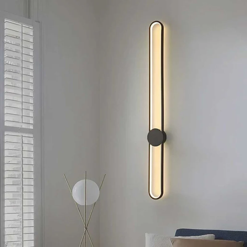 Ovale LED Wandlamp Aluminium Zwart Goud Slaapkamer Woonkamer Gang Modern Minimalistische Verlichting | Sansoti