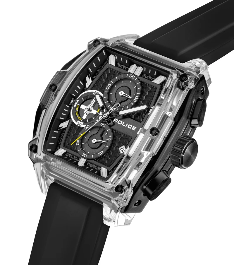 Police Clout Tank PEWGO00778X3 Herrenuhr Schwarz • Chronograph Set • 4 Wechselarmbänder
