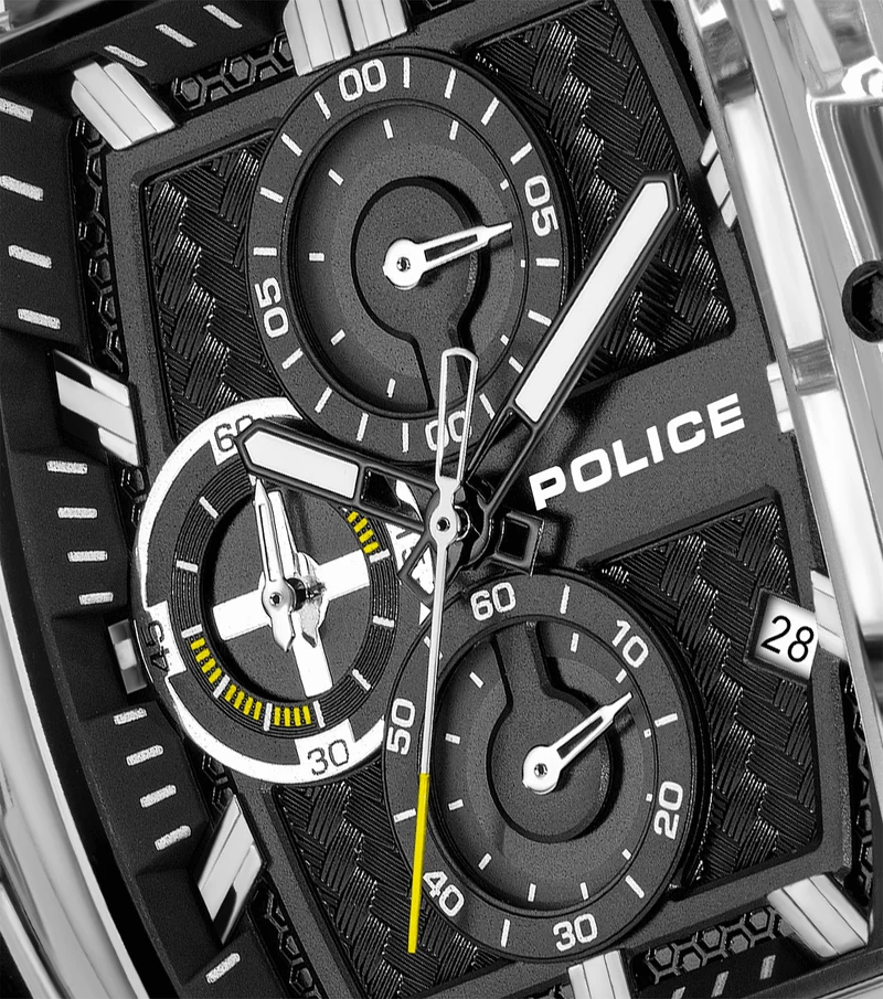 Police Clout Tank PEWGO00778X3 Herrenuhr Schwarz • Chronograph Set • 4 Wechselarmbänder