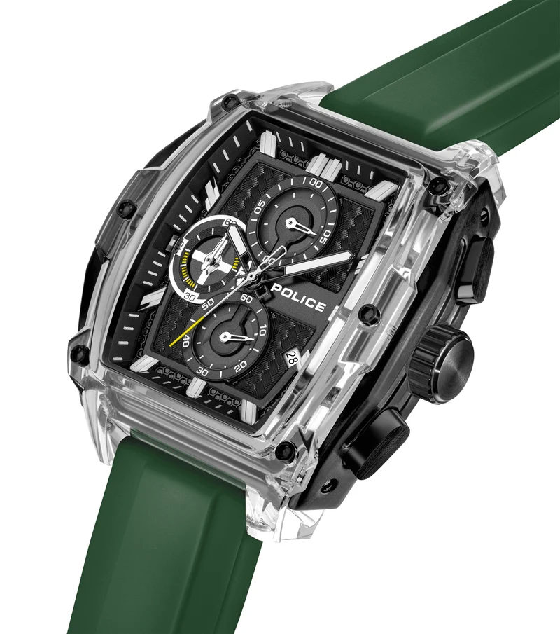 Police Clout Tank PEWGO00778X3 Herrenuhr Schwarz • Chronograph Set • 4 Wechselarmbänder