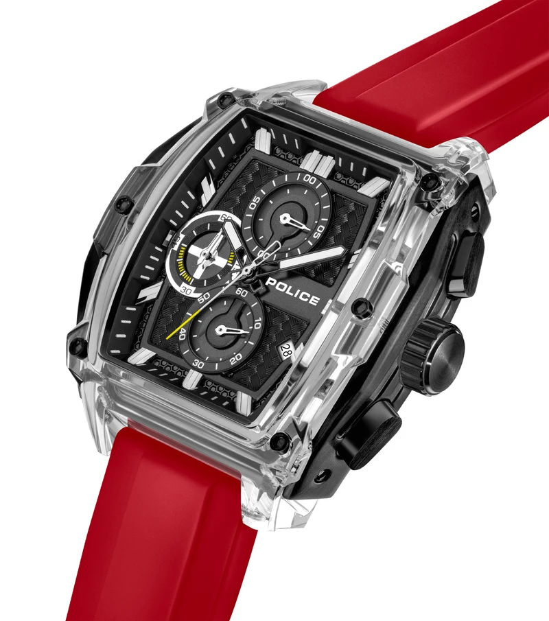 Police Clout Tank PEWGO00778X2 Herrenuhr Schwarz • Quarz-Chronograph • Set mit 4 Armbändern