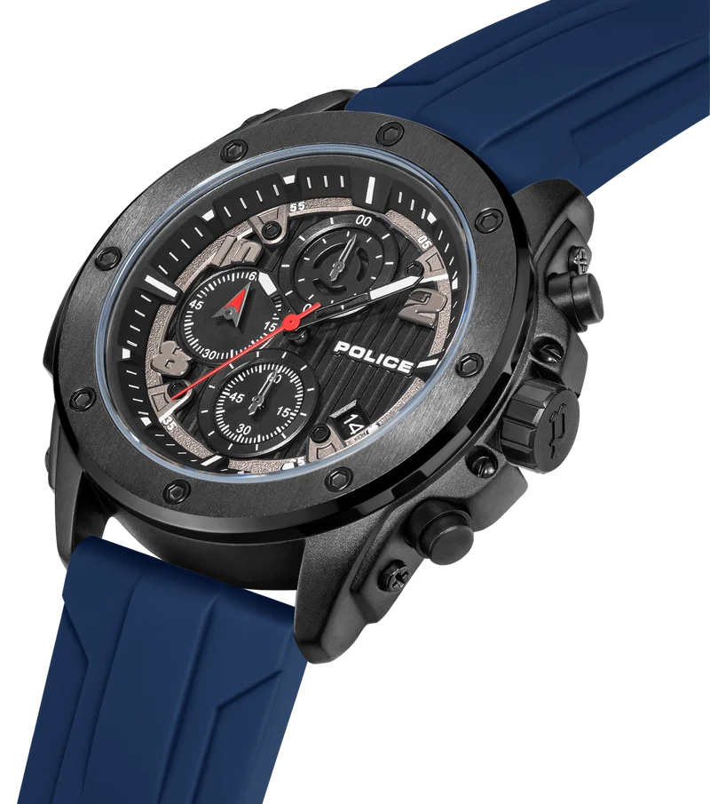Police Clout Orb PEWGO00777X1 Herrenuhr Blau • Chronograph • Austauschbare Armbänder