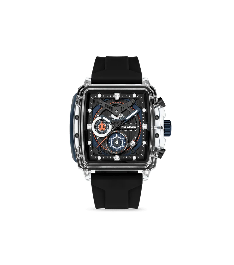 Police Clout PEWGO0052402-SET Herrenuhr Transparent • Chronograph • 4 Silikonarmbänder