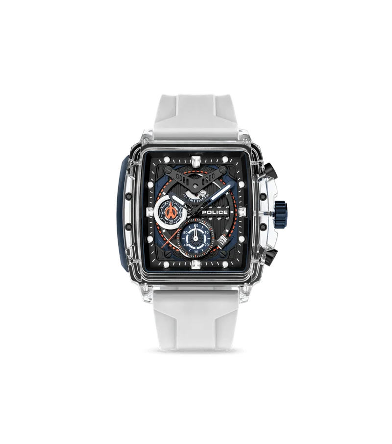 Police Clout PEWGO0052402-SET Herrenuhr Transparent • Chronograph • 4 Silikonarmbänder