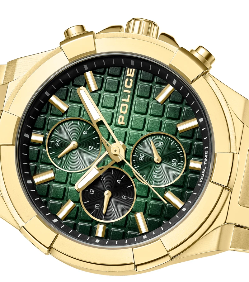 Police Guardian PEWGK0082003 Herrenuhr Goldfarben • Multifunktion mit Dual-Time • Gold-IP-Beschichtung