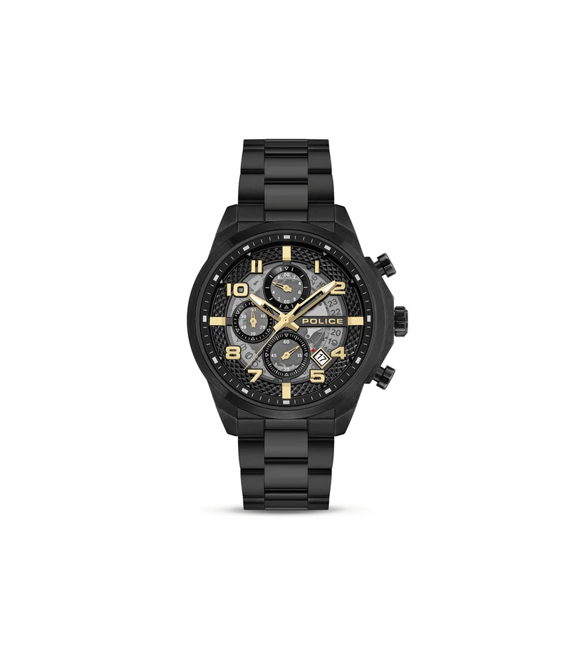 Police Soul PEWGK0053902-SET Herrenuhr Schwarz • Multifunktions-Chronograph • Industrielles Design