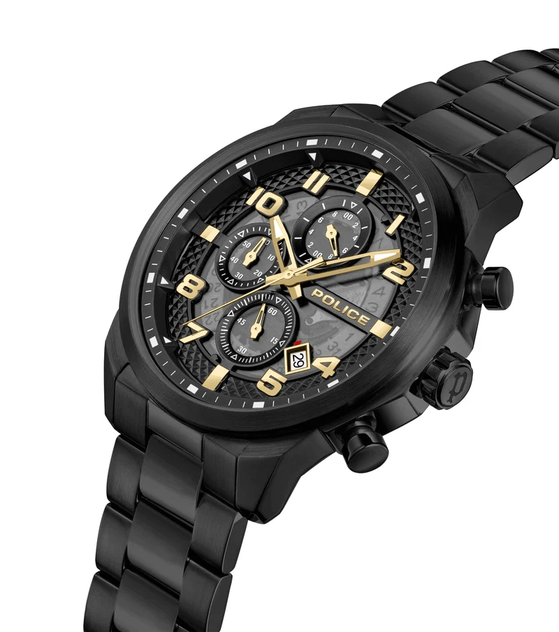 Police Soul PEWGK0053902-SET Herrenuhr Schwarz • Multifunktions-Chronograph • Industrielles Design