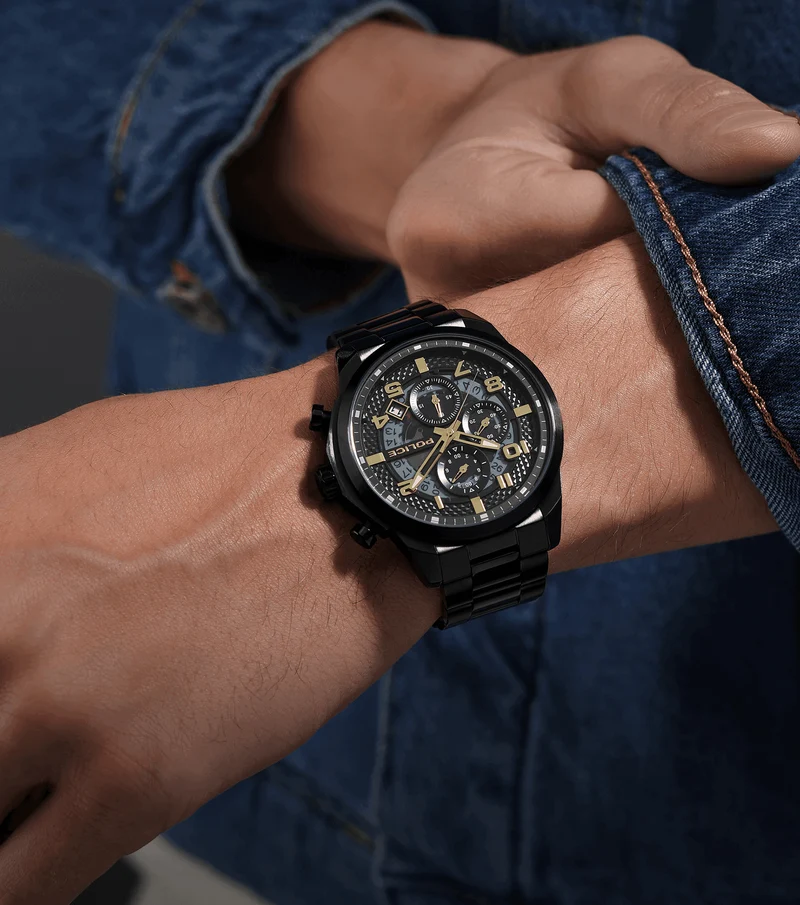 Police Soul PEWGK0053902-SET Herrenuhr Schwarz • Multifunktions-Chronograph • Industrielles Design