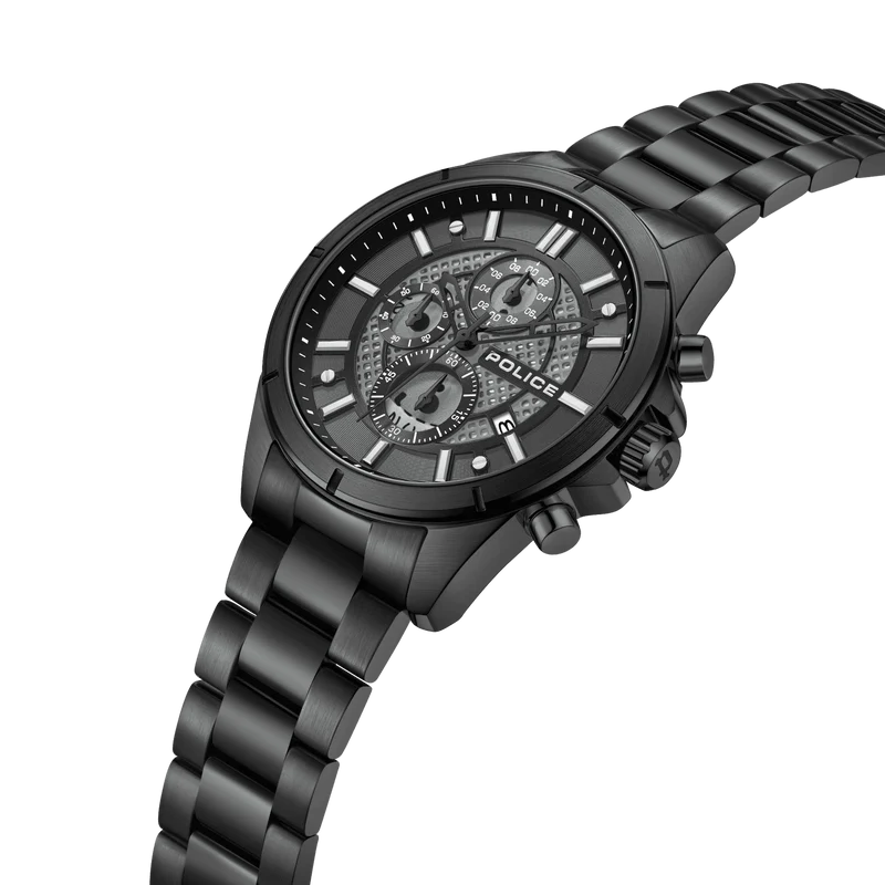 Police Burbank PEWGI0054004 Herrenuhr Schwarz • Chronograph • Metallarmband