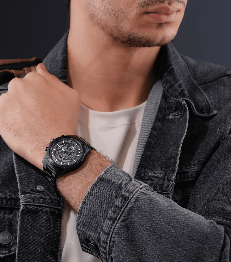 Police Burbank PEWGI0054004 Herrenuhr Schwarz • Chronograph • Metallarmband