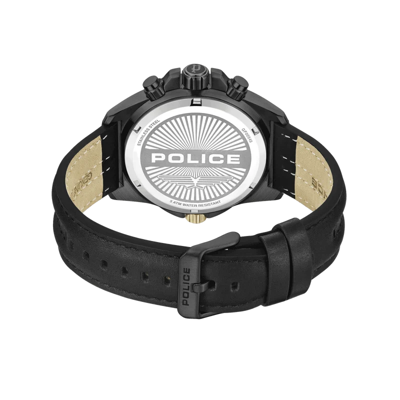 Police Electrical PEWGF0054503 Herrenuhr Schwarz • Multifunktion • Lederband