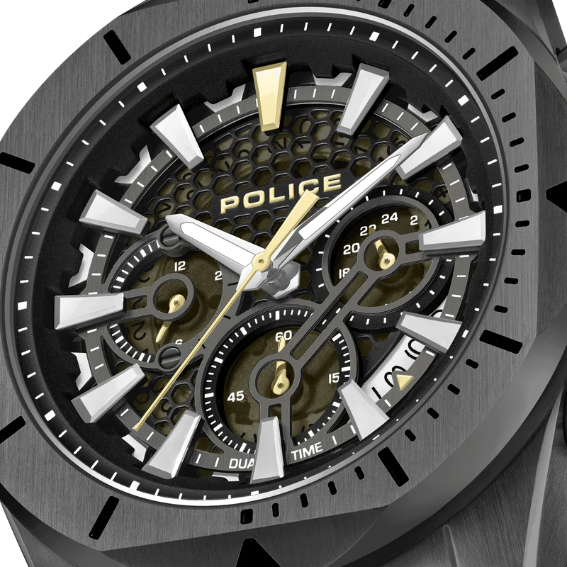 Police Electrical PEWGF0054503 Herrenuhr Schwarz • Multifunktion • Lederband