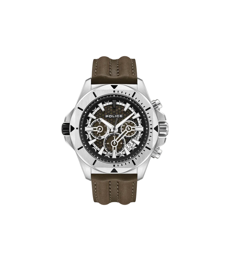 Police Electrical PEWGF0054501 Herrenuhr Braun • Multifunktion • Lederarmband