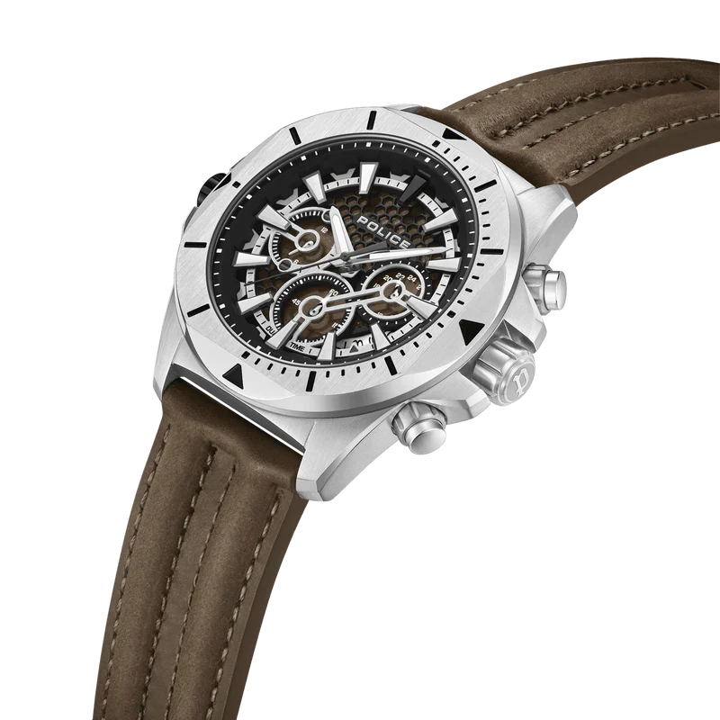 Police Electrical PEWGF0054501 Herrenuhr Braun • Multifunktion • Lederarmband