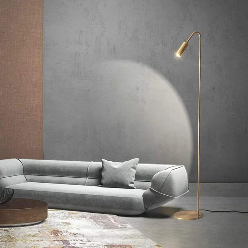 Staande Vloerlamp Messing LED Gebogen Leesspot Zwart Goud Minimalistisch Elegant Verstelbaar Licht Woonkamer | Sansoti