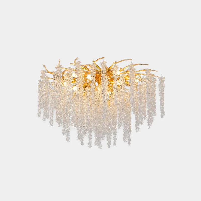 Kristallen Kroonluchter met Wilgentakken Design Plafondlamp Goud Aluminium LED Verstelbare Lichtkleur Eetkamer | Sansoti