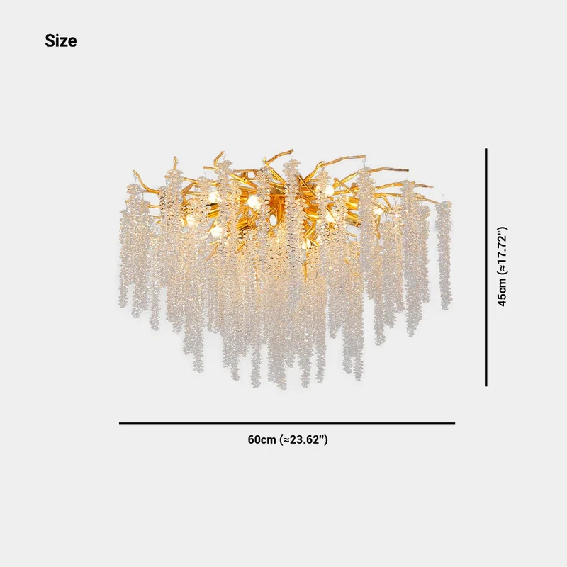 Kristallen Kroonluchter met Wilgentakken Design Plafondlamp Goud Aluminium LED Verstelbare Lichtkleur Eetkamer | Sansoti